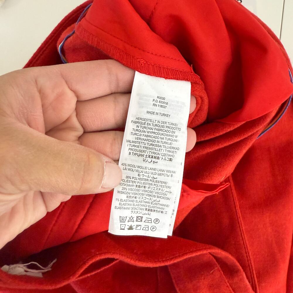 Boden Womens Wide Leg Tie Waist Trouser Pants Wool Blend Red - 12 US - Picture 7 of 9